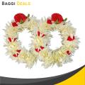 Gajra Flower kangan Bangles Bracelet for Wedding Jewellery - Reusable - White with Red Flower- Pack of 2. 