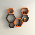 Awesome High Quality Deco Painted Wooden Hexagon Wall Shelf for Living Room, Bedroom, Kitchen Corner (Set of 6) by eFurniturePk. 