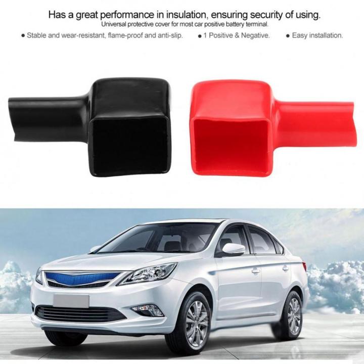 Battery Terminal Cover 2pcs Car Battery Terminal Caps Covers Positive and Negative Black and Red PVC wear-resistant flame-proof