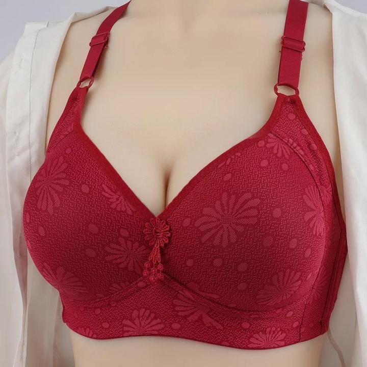 Women Adjustable Straps Wire Free Cotton Soft Foam Padded Bras Back Ruby Red