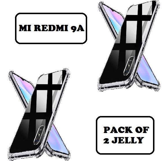 (Pack of 2) MI Redmi 9A Anti Shock Corner Bumper 1.5mm Soft Transparent Jelly Cover