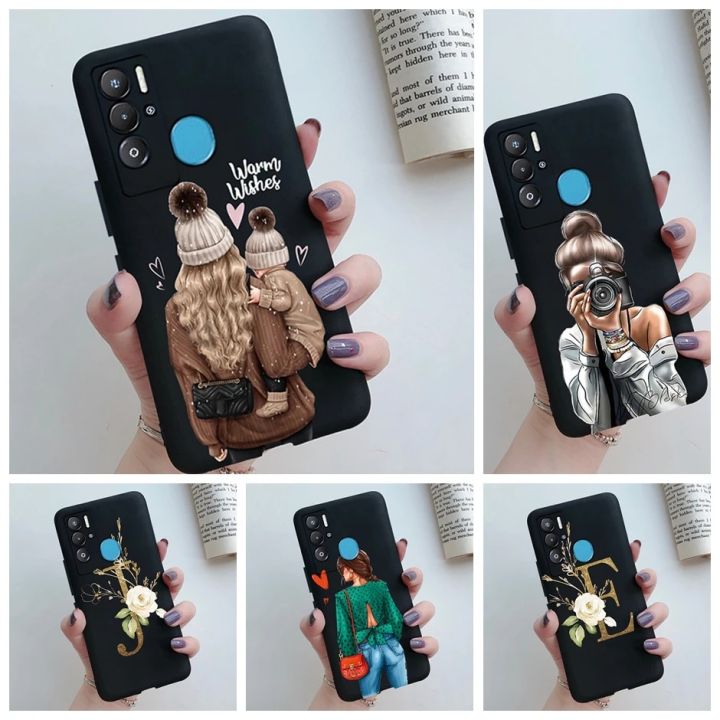 For Tecno Pova Neo Case Phone Cover LE6h Silicone Cases Letter Girls Pattern Fundas for Tecno PovaNeo LE6 Soft TPU Black Bumper
