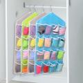Universal Cupboard Hanging Storage Organizer Transparent Wall Hanging Bag for Socks, Jewelry, Ties, Underwear, Sunglasses, Bra, Stationary, Stitching Tools - Closet Storage Tidy Organizer 16 Pockets (Multicolor). 