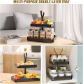 2 Tier Fruit Basket With Handles, Countertop for Kitchen, Vegetable Bread Basket Fruit Bowl Storage Stand Detachable Metal Fruit Holder, Fruit Basket for Kitchen Counter, Black Color, Customize by Switch 2 Decore. 