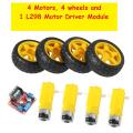 4 Dc Gear Motors, 4wheels and L298 Motor Driver Module for DIY/Arduino Robotics Car. 