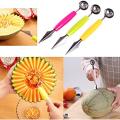 2 in 1 Melon Baller Scoop, Stainless Steel Fruit Carving Knife Ice Cream Scooper Kitchen Tool for DIY Fruit Salads and Desserts. 