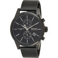 Hugo Boss Jet Black Mesh Bracelet Black Dial Chronograph Quartz Watch for Gents - 1513769. 