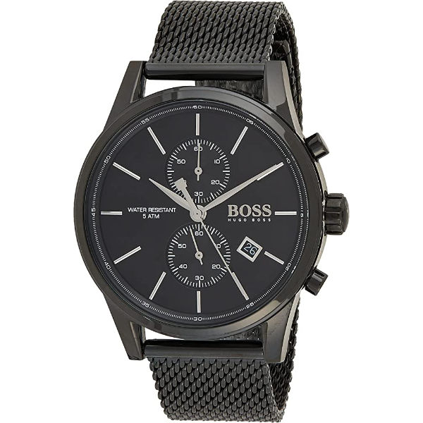 Hugo Boss Jet Black Mesh Bracelet Black Dial Chronograph Quartz Watch for Gents - 1513769