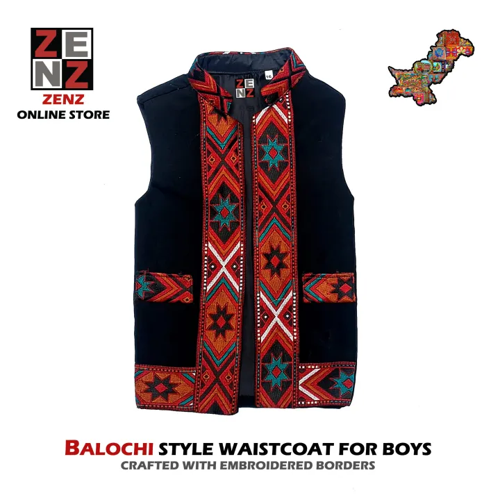 Balochi%20Fashion%20Black%20Waist%20coat%20Koti%20for%20Baby%20Boys%20Traditional%20Wear%20ZENZ%20with%20Pockets%20-%20Image%203