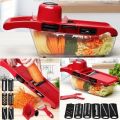 Master Slice 10-in-1 Mandolin Slicer, Slicing, and Grating, Multifunctional Tool with Interchangeable Blades and Hand Protector, Effortlessly Slice, Chop, and Grate Onions, Potatoes, Carrots, and More, High-Quality Construction. 