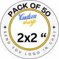 Custom logo- pack of 50 - 1 inch to 3 inch sizes available- send logo in chat box- branding your small business. 