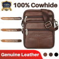 【BestGO】Men Genuine Leather Shoulder For Business Small Waist Outdoor Sport Uni Messenger Travel Cross body Bag for Any Ocns. 