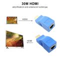 Hdmi Extender to Rj45 Lan Network Extension Transmitter Receiver Tx Rx Cat5E Cat6 Ethernet Cable V1.4 30M 4K Hd Tv 1080P. 