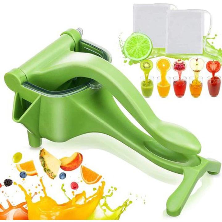 Manual Juice Squeezer Plastic Hand Pressure Juicer Pomegranate Orange Lemon Sugar Cane Juice Fresh Juice Kitchen Fruit Tool (Color : Green)