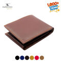 Genuine Leather Men's Zipper Coin Purse Wallet For Men  Tri-fold Wallet Clasp. 