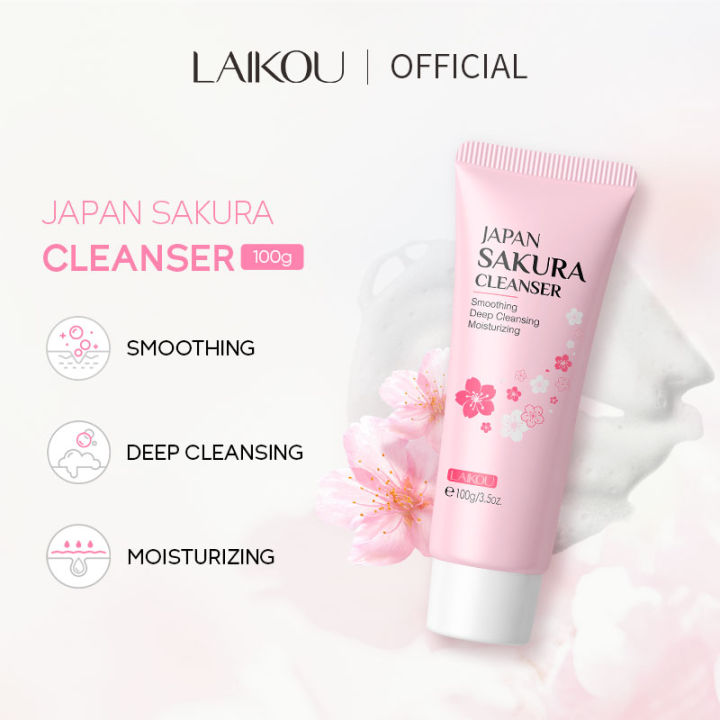 LAIKOU Sakura Cleanser Oil Controll Moisrturizing Pore Clean Face Wash Facial Cleanser 100g