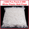 (1000 Pcs Pack) 8 MM - White Plastic Wall Plugs - Rawal Plugs Plastic - Roll Plug - Plastic Gitti Screw Stopper - Screw Plugs - Wall Plugs - PVC Sleeve Gitti - Wood Concrete Screw Flat Nails Plugs - PVC Gitti - Wall Plugs - Rawl Plugs - Screw Sleeves. 