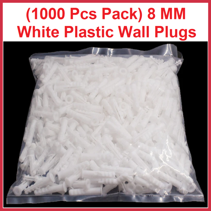 (1000 Pcs Pack) 8 MM - White Plastic Wall Plugs - Rawal Plugs Plastic - Roll Plug - Plastic Gitti Screw Stopper - Screw Plugs - Wall Plugs - PVC Sleeve Gitti - Wood Concrete Screw Flat Nails Plugs - PVC Gitti - Wall Plugs - Rawl Plugs - Screw Sleeves