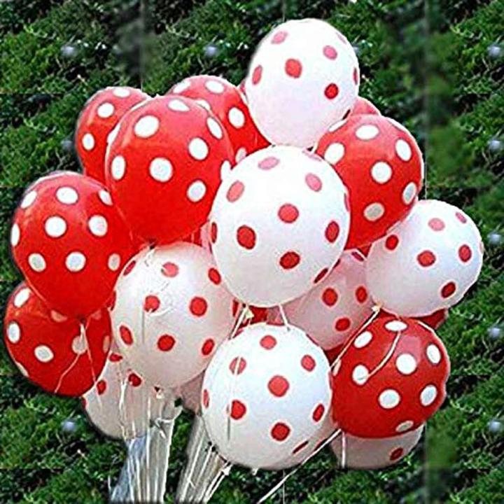 20 Red & White Polka Dots Balloons Pack For Birthday & Anniversary Decoration & Party Balloons Decoration