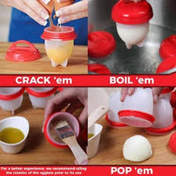 Pack Of 6 Egg Cooker Non Stick Silicone Hard Soft Maker Boiled Eggs Without The Shell