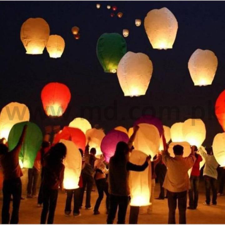 Pack of 5 Sky Lanterns, Air Balloon light, Special Effect on Birthday, Wedding, Bridals,  Anniversary and Farewell Party, Candle lamp, fire balloons
