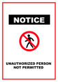 Notice Authorized Person Only Sticker, A4 size. 