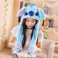 【Happier】 Girls Bunny Pinch Airbag Funny Hat Women Ears Hat Hand Plush Moveing Jumping Caps Children's Cartoon Stich Creative Cute Cap. 