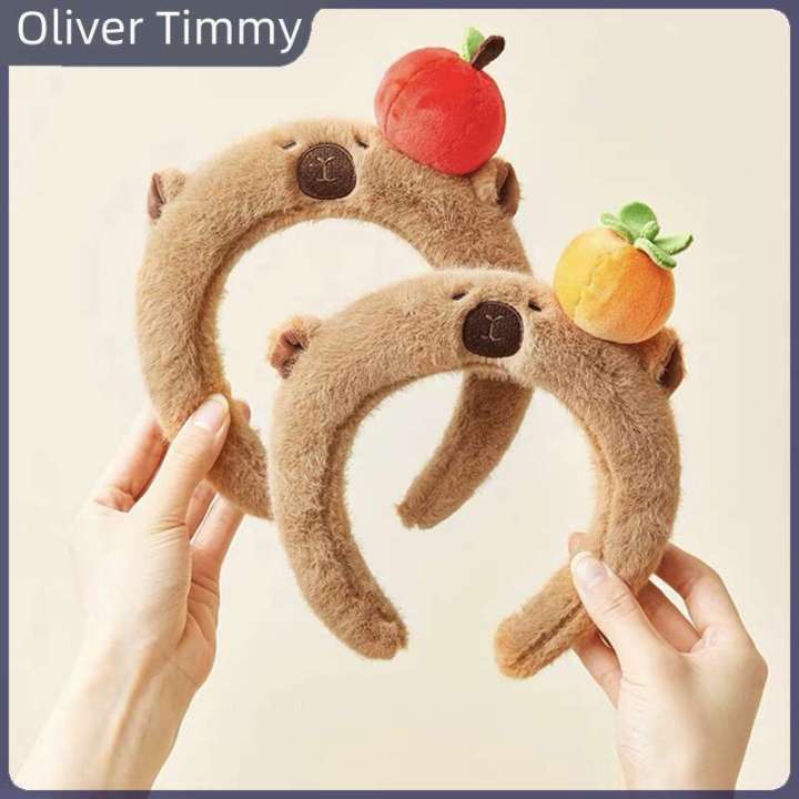 [Oliver Timmy] Trendy Cute Headband Cartoon Capybara Bands Fashionable Head Hoop For Women Girls Sweet Versatile Hair Accessories Gifts