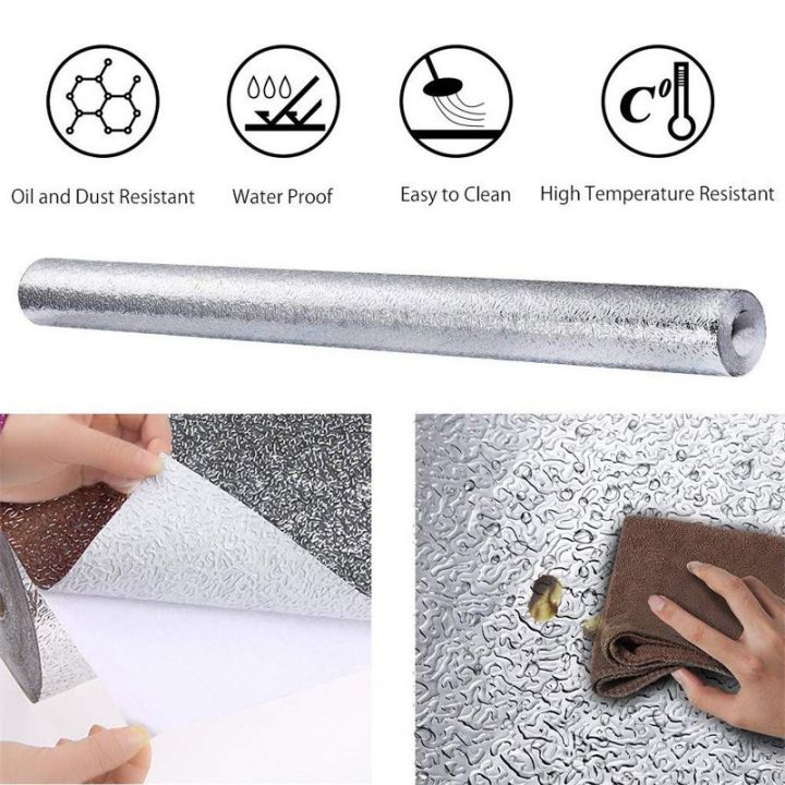 self-adhesive aluminium foil sticker for kitchen cabinet wallpaper oil proof waterproof wall protector with heat resistant ,Stove Cabinet Stickers ,kitchen backsplash wall tile sticker , aluminium sheet Wallpaper