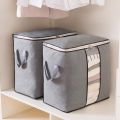 Foldable Storage Bag Organizers, Waterproof Anti-Mold Moisture Proof Clothes Storage Container Zipper Bag with Clear Window Carry Handles for Blanket Comforter Bedding, Closet Storage Boxes. 