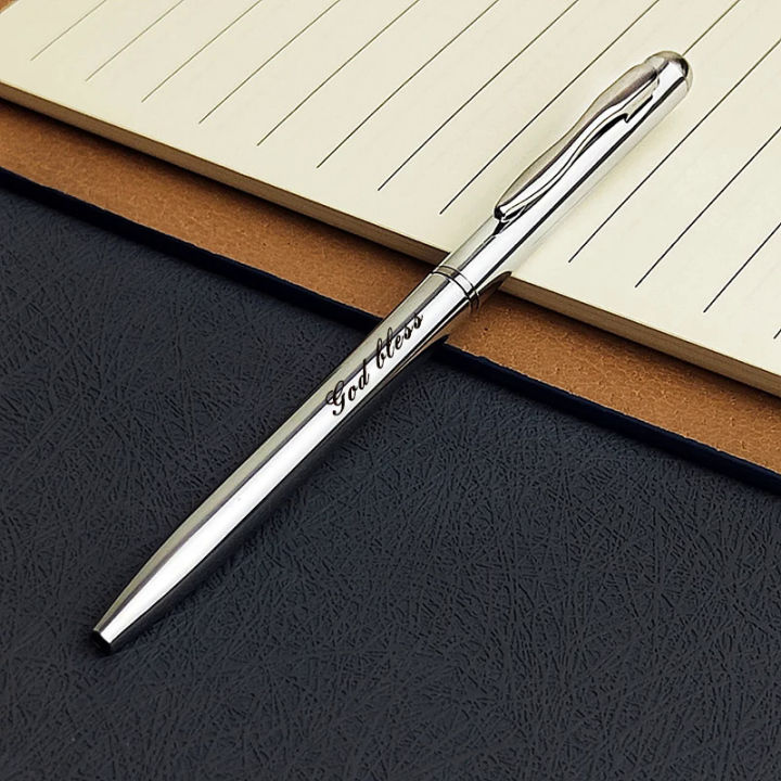 Pocket Short Mini Ballpoint Pen Personalized Customization Logo Carving Name Silver Metal Pen Rod Portable Pocket Pen Stationery