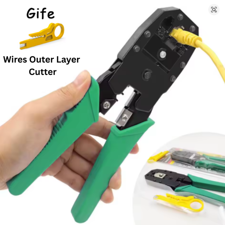 RJ45 Plier Crimping Tool Puncher 3 in 1 – Network LAN Cable Cutter & Stripper for RJ11, RJ12, RJ45, Cat5 Cat6 Cat7 – Ethernet Crimper Cutter Modular 8Pin 6P 4P