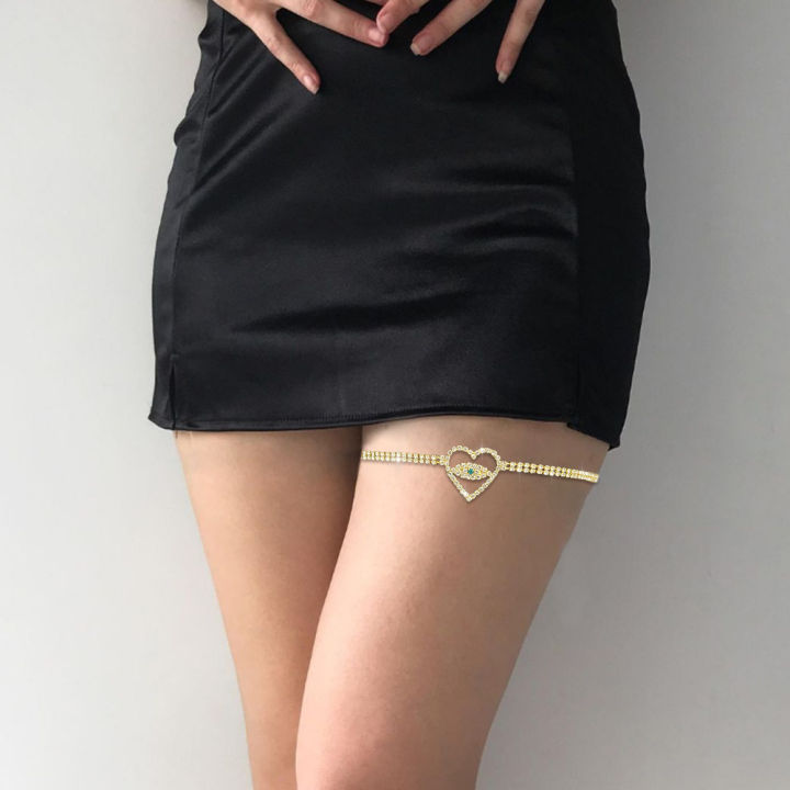 Fashionable heartshaped rhinestone devil's eye leg chain, sexy, simple