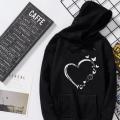 Black Heart with Butterfly Printed Fleece winter Unisex hoodie. 