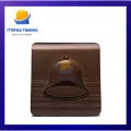 Door Bell Push Switch Waterproof China Fitting Sheet Bell Push Button- Metal Series (Coffee Colour). 