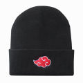 Anime Naruto Hat Akatsuki Cosplay Uchiha Obito Red Cloud Embroidery Caps Knitted Bonnet Autumn Winter Warm Beanie Hat Men Women. 