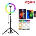 Energy - ENRG RGB LED Soft Ring LIght 16 Spectrum 33 cm /13 inches With 7.5ft Metal Tripod Stand And Mobile Phone Holder Black. 