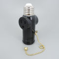 for US America power plug AC to E27 E26 to Light Bulb Adapter Lamp Holder Base Socket Pull Chain Switch Conversion White Black. 