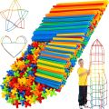 Rainbow Straw Constructor Stem Building Toys 240 pcs Interlocking Plastic Educational Toys Engineering Building Blocks Colorful Motor Skills Toys Gift for Boys & Girls. 