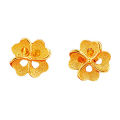 EB Saudi Gold Rose Hollow-out Ear Stud Fashion Female Simple Love Heart Design Earrings Gold Clover Jewelry Women Accessories. 
