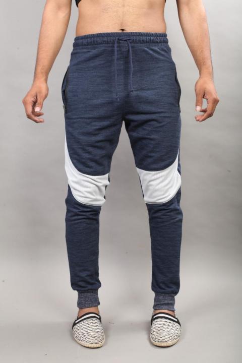 Blue Cotton Outer White Stripe Trouser For Men Street wear
