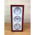 Jaz Plastic Wood Effect Clock Weather Station With Temperature And Hygrometer. 