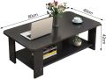 Coffee Table with 2 Tiers Storage Shelf, MDF Sofa Table for Living Room, Office Furniture by RM Center. 