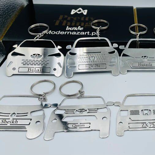 Personalised Car Keychain | Name & Number Personalised | Daraz.pk