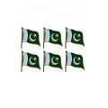 Pack of 6 - Pakistani Flag Metal Badges - Green & White. 