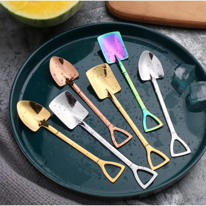 Premium 410 Stainless Steel Shovel Spoon – Retro Square Head Design for Stylish & Versatile Use