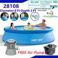 Intex Swimming Pool | EASY SET SWIMMING POOL + FREE BATTERY PUMP Size Length 8ft x 24in Model (28108). 