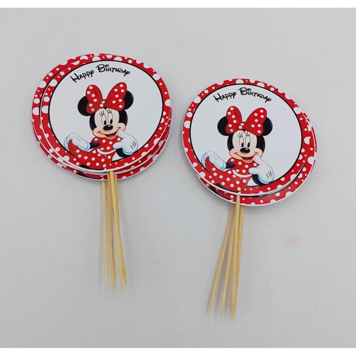MINNIE MOUSE CUPCAKE TOPPERS ( PACK OF 10 CUPCAKE TOPPERS )