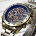 Classic Vintage Men Automatic Mechanical Watch Skeleton Transparent Self Winding Men Watches Leather Man Clock. 