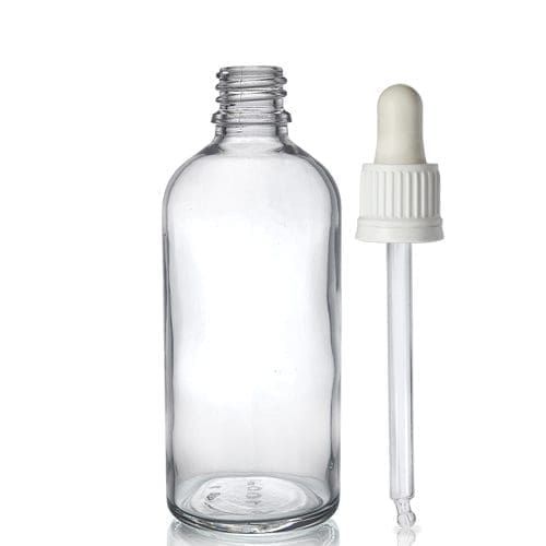 Pack of 1 Clear Glass Dropper Bottle & Glass Pipette for Essential Oil and Serum 100 ml.